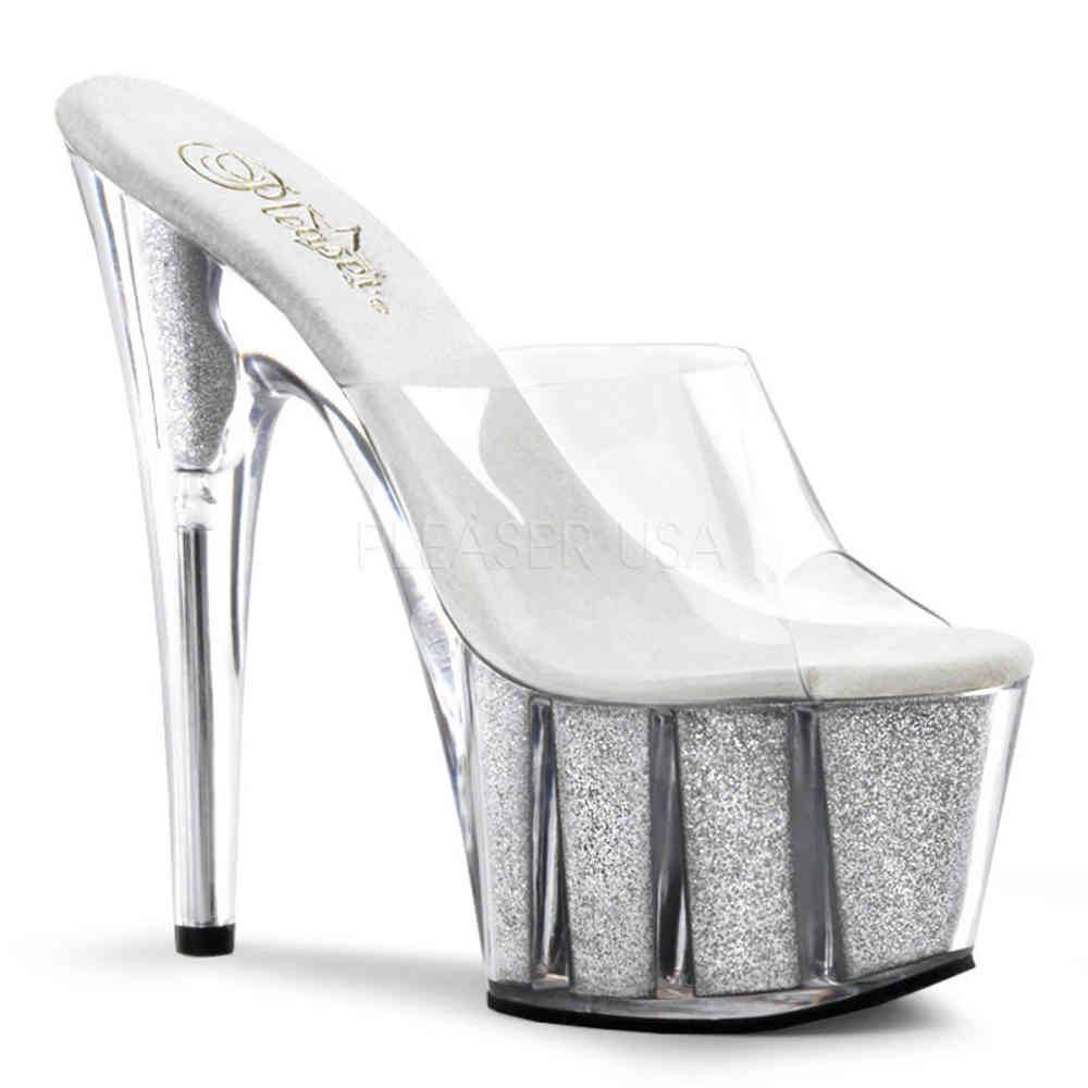 Pleaser - ADORE701G Mules à talons - Chaussures de pole dance - Transparent/Couleur argent Product image
